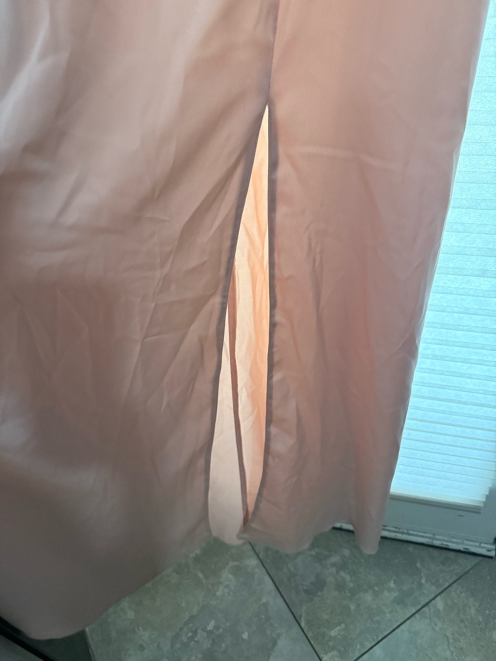 Azazie Blush Pink Satin Maxi Skirt with Front Slit
